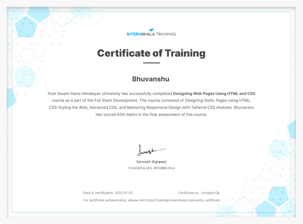 HTML & CSS Certification